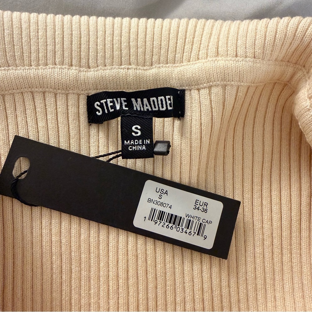 Steve Madden Off-The-Shoulder Ribbed Sweater Dress NWT - Picture 6 of 8